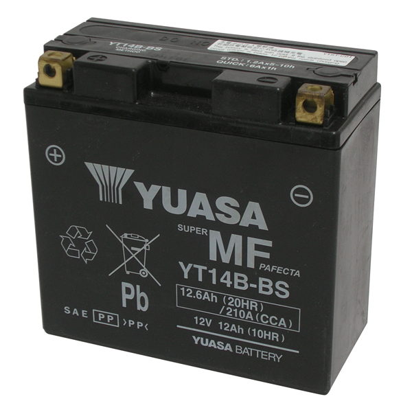 Batería para motocicleta YUASA YT14B-BS (sellada de fábrica) de 12 V/12 Ah