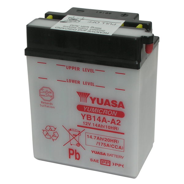 YUASA YB14A-A2 12V/14Ah Motorradbatterie (ohne Säure)