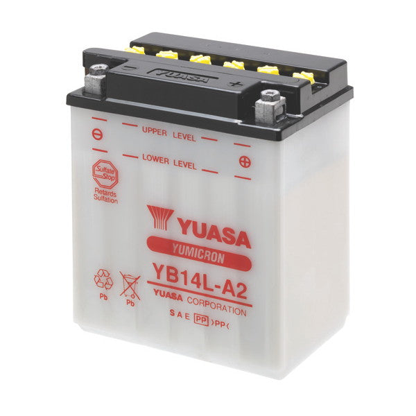Batería de motocicleta YUASA YB14L-A2 12V/14Ah sin ácido incluido