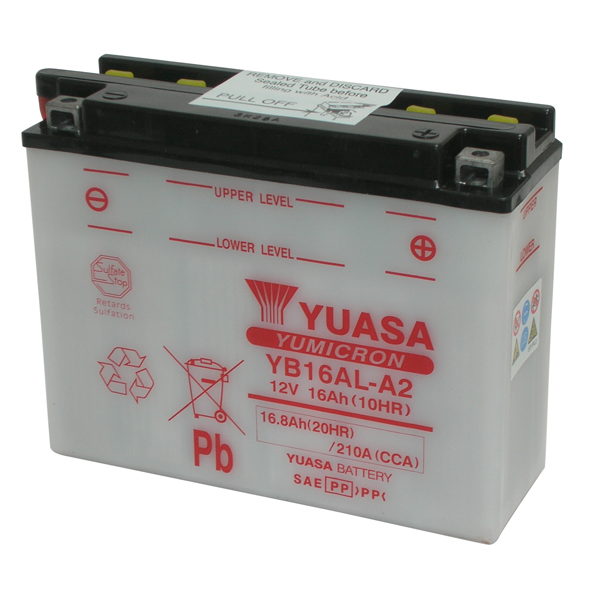 Batteria Moto YUASA YB16Al-A2 12V/16Ah senza acido a corredo