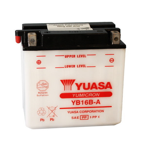 Batería de motocicleta YUASA YB16B-A 12V/16Ah sin ácido incluido