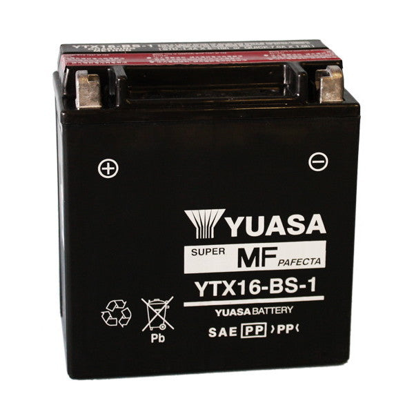 YUASA YTX16-BS-1 Motorradbatterie (versiegelt, Säure enthalten) 12V/14Ah
