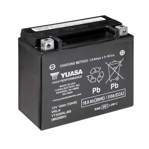 YUASA YTX20Hl-BS Motorradbatterie (versiegelt, Säure enthalten) 12V/18Ah