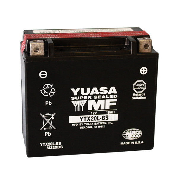 YUASA YTX20L-BS Motorradbatterie (versiegelt, Säure enthalten) 12V/18Ah