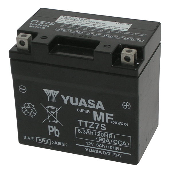 Batería para motocicleta YUASA TTZ7S (Sellada y activada, sellada de fábrica) 12 V/6 Ah
