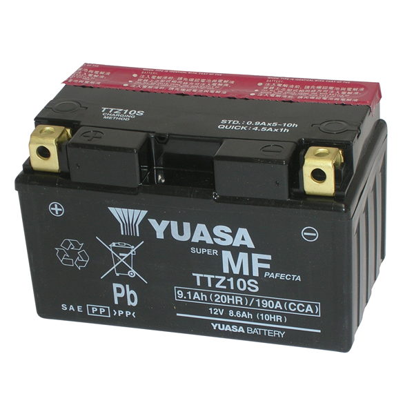 YUASA TTZ10S-BS Motorradbatterie (versiegelt, Säure enthalten) 12 V/8,6 Ah