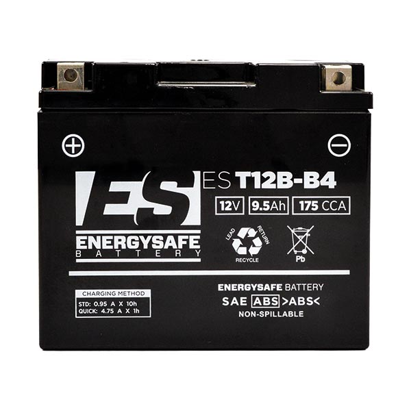 Batería para motocicleta Energysafe EST12B-B4 de 12 V/10 Ah (sellada de fábrica)