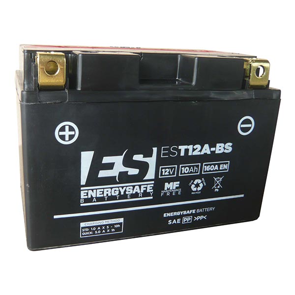 Batería para motocicleta Energysafe EST12A-BS (sellada con ácido incluido) 12 V/10 Ah