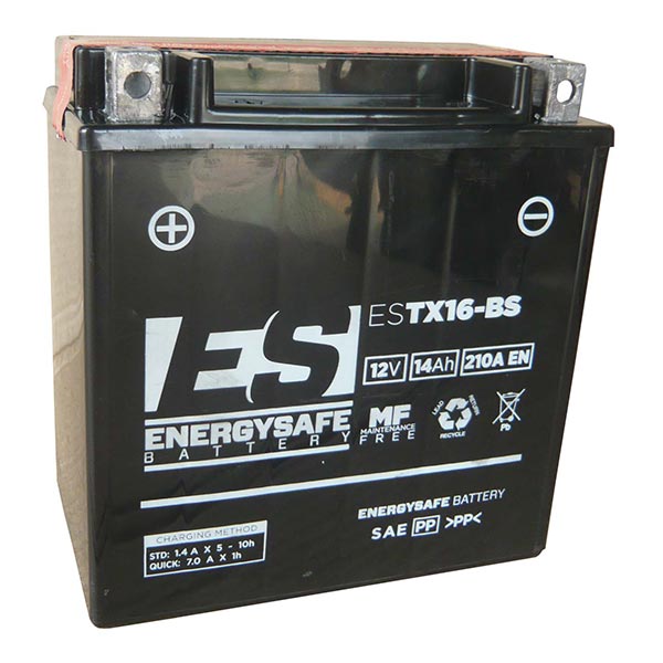 Energysafe ESTX16-BS Motorradbatterie (versiegelt, Säure enthalten) 12 V/14 Ah