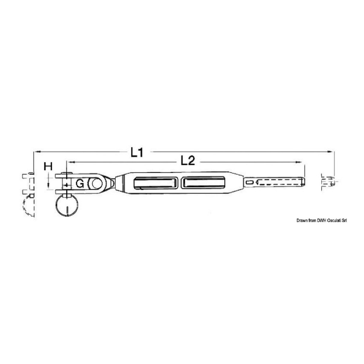 Tensor de horquilla articulado de acero inoxidable Osculati 07.184.01