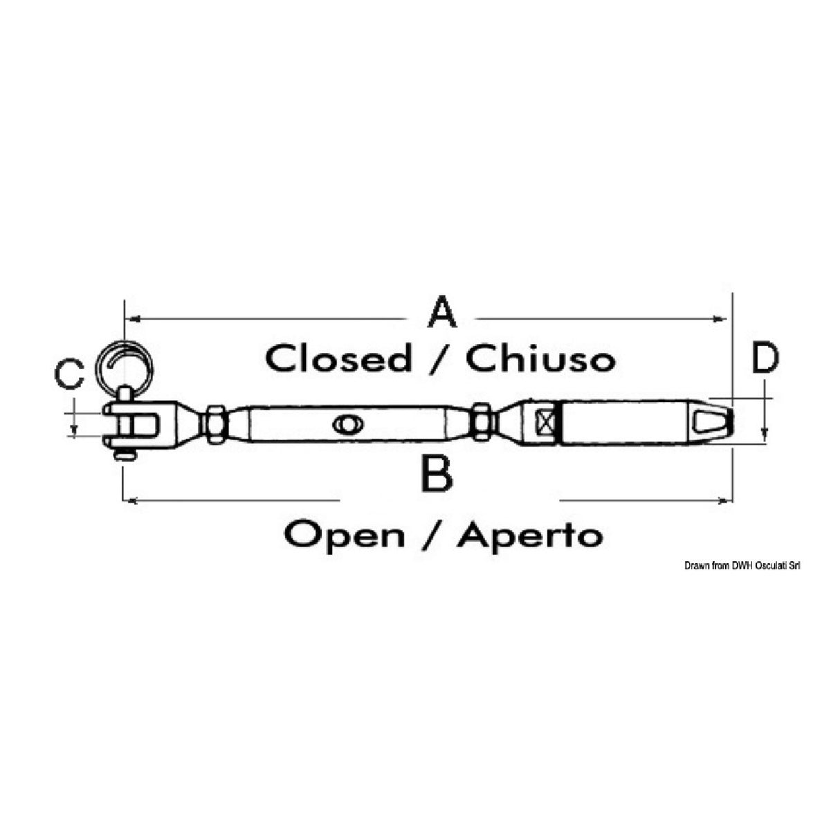 Osculati Tenditore con incorporato terminale con brugole inox 07.190.06