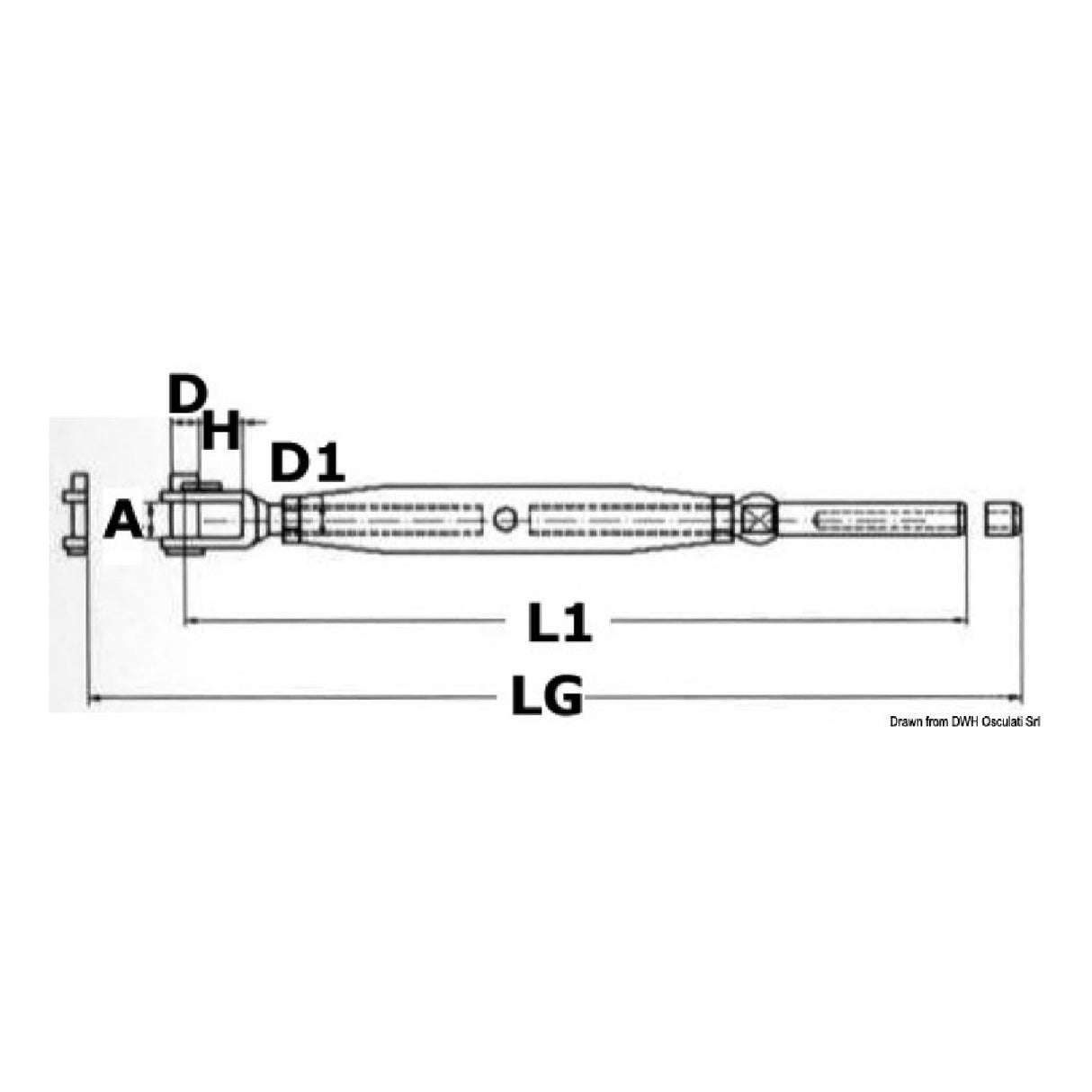 Osculati Tensioner with fixed fork and press-fit terminal 07.191.06