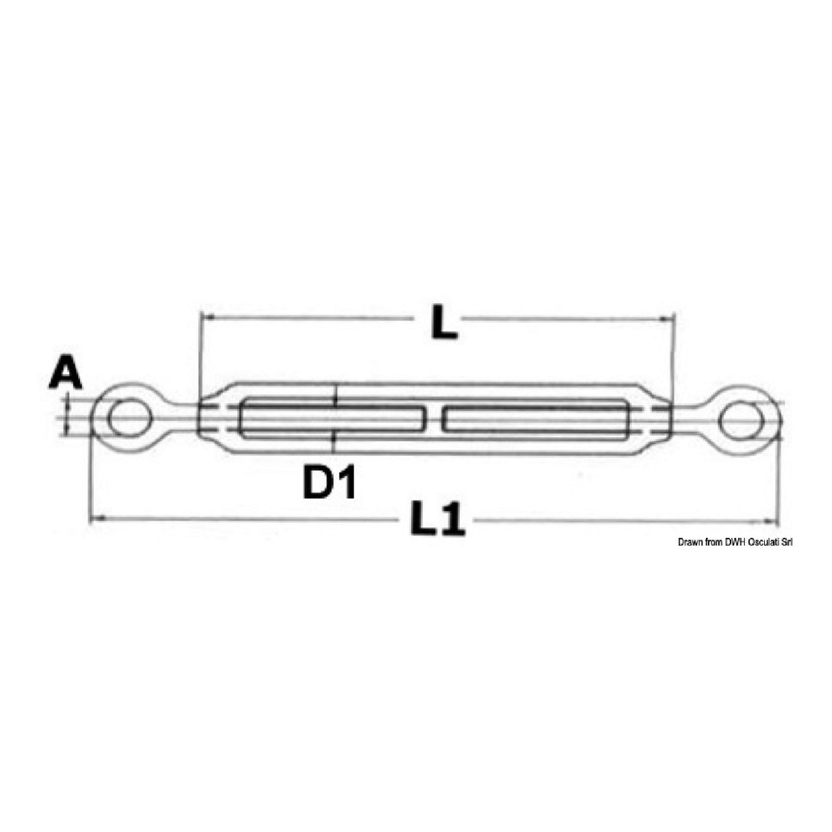 Tensor Osculati con dos ojos de acero inoxidable 07.193.04