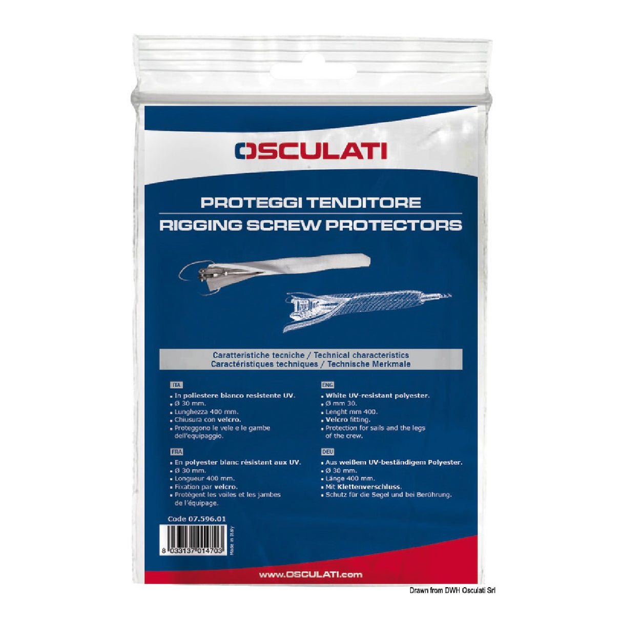 Osculati Proteggi tenditore in poliestere bianco resistente UV 07.596.01