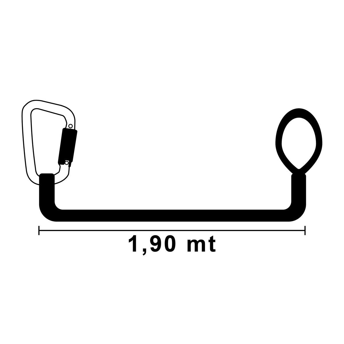 SEGURA Cordone ombelicale cinture di sicurezza statico con 1 moschettone 1,90 mt