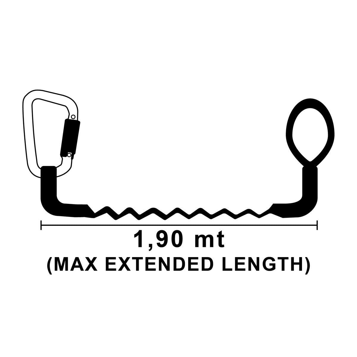 SEGURA Cordone ombelicale cinture sicurezza statico con 1 moschettone 1+1,90 mt