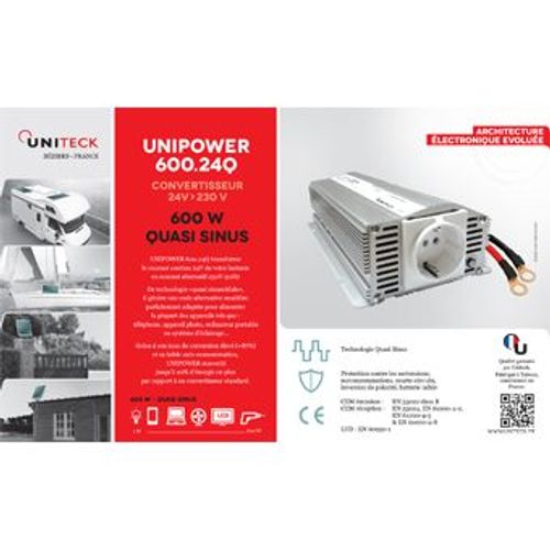 Uniteck Wechselrichter DC/AC 24V>230V quasi-sinusförmig 600W UNIPOWER 600.24Q