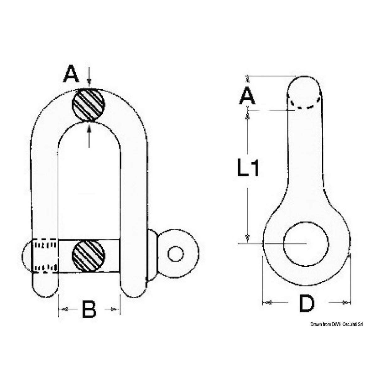 Osculati Grillo inox a U con asse imperdibile 08.220.04