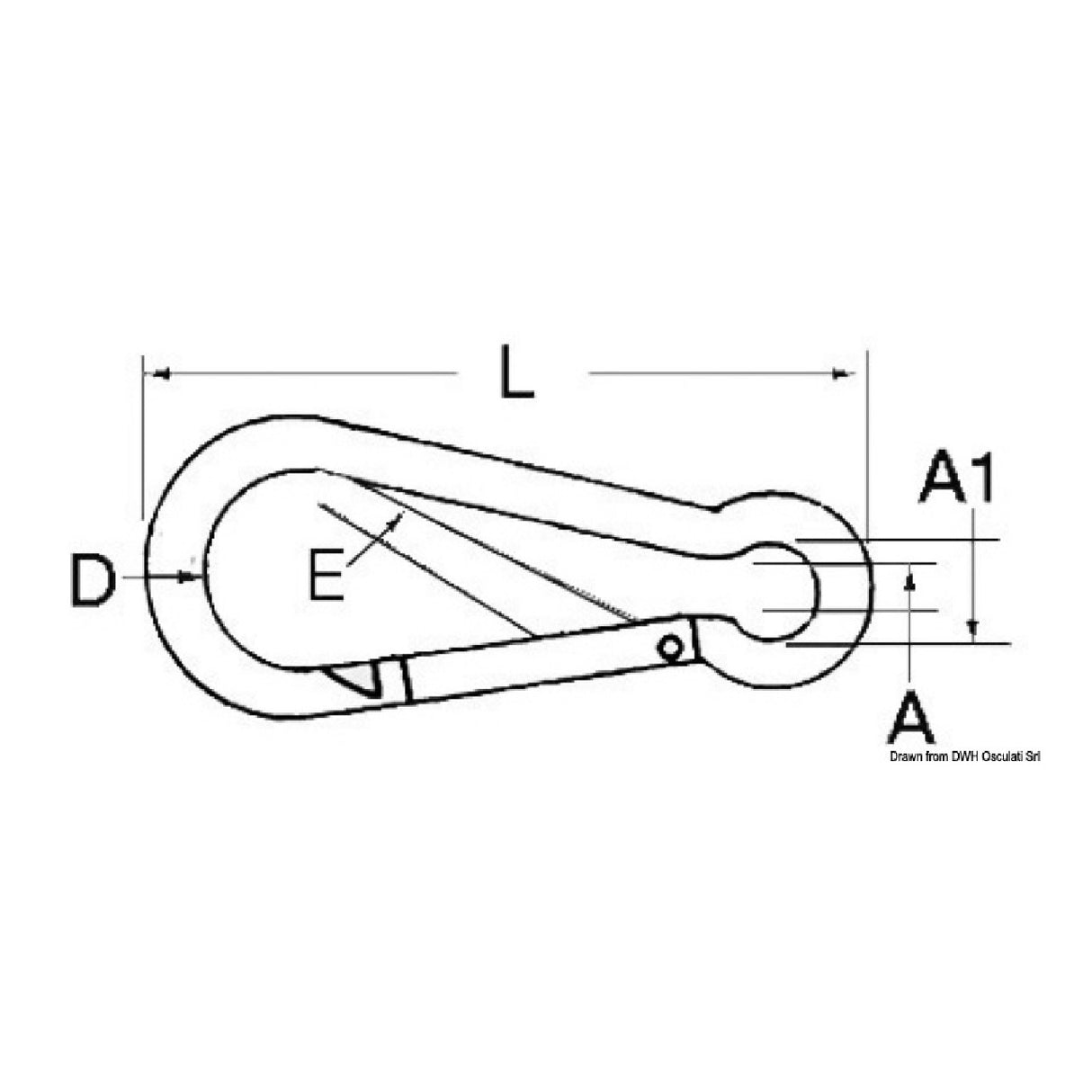 Mosquetón de acero inoxidable AISI 316 con ojo Osculati 09.186.04