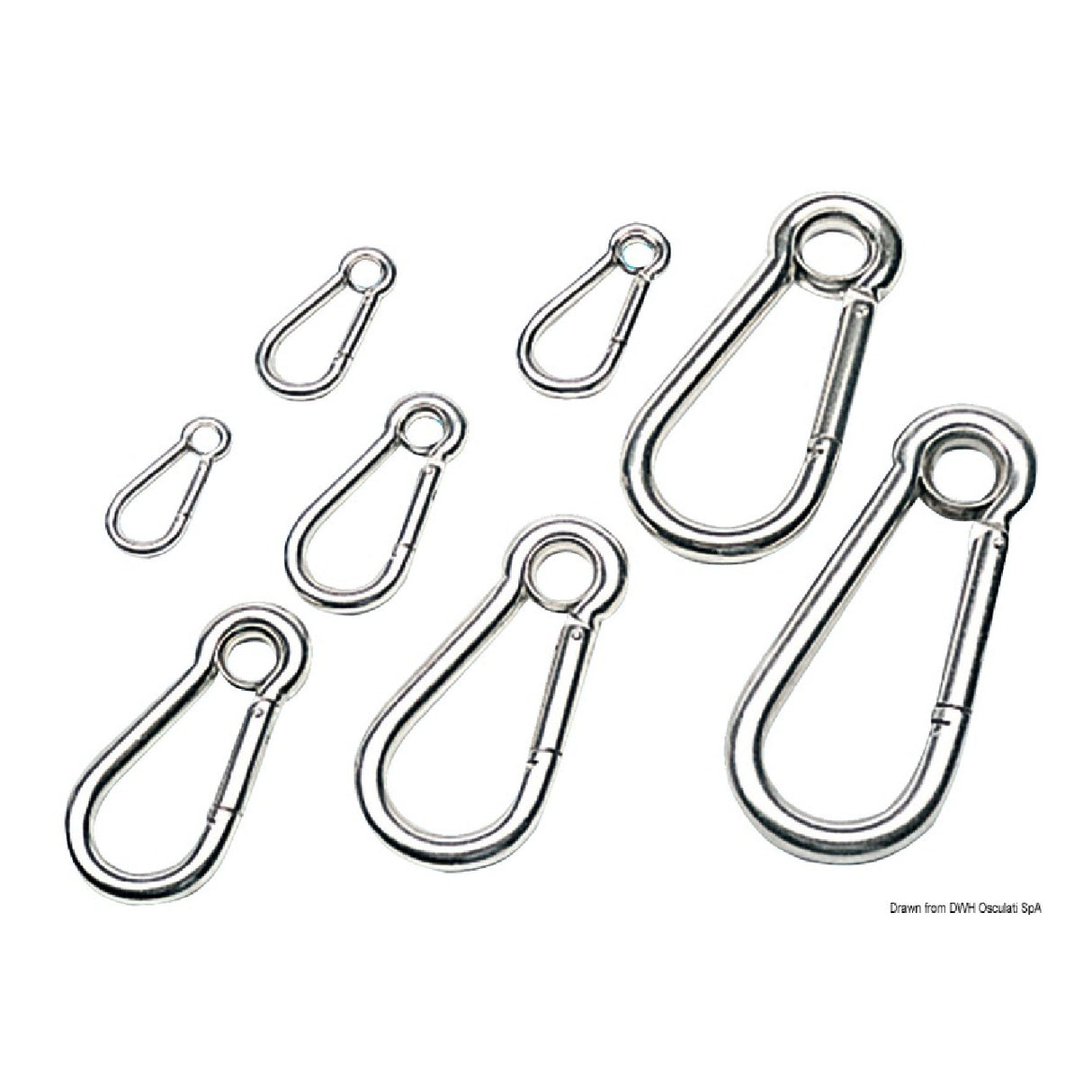 Mosquetón de acero inoxidable AISI 316 con ojo Osculati 09.186.04