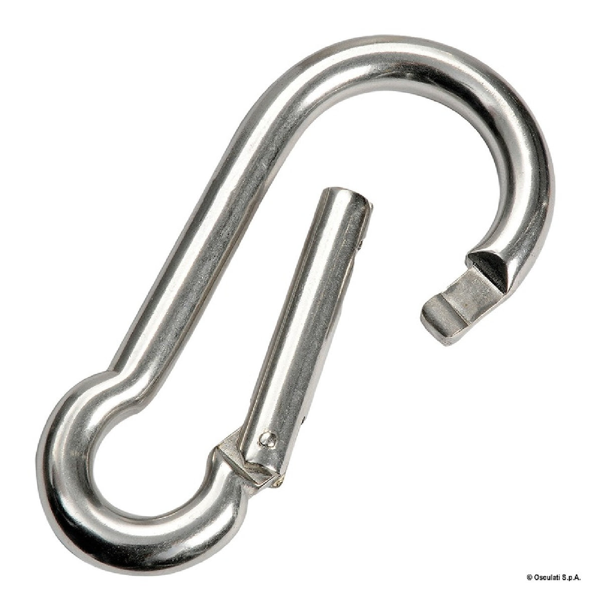 Mosquetón de acero inoxidable AISI 316 con cerradura y sin saliente Osculati 09.190.05