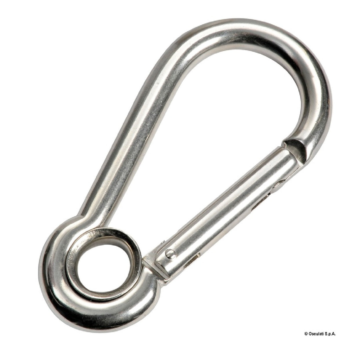 Mosquetón de acero inoxidable AISI 316 con ojo y cerradura sin saliente Osculati 09.191.05