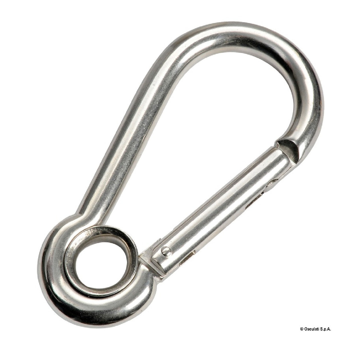 Mosquetón de acero inoxidable AISI 316 con ojo y cerradura sin saliente Osculati 09.191.05