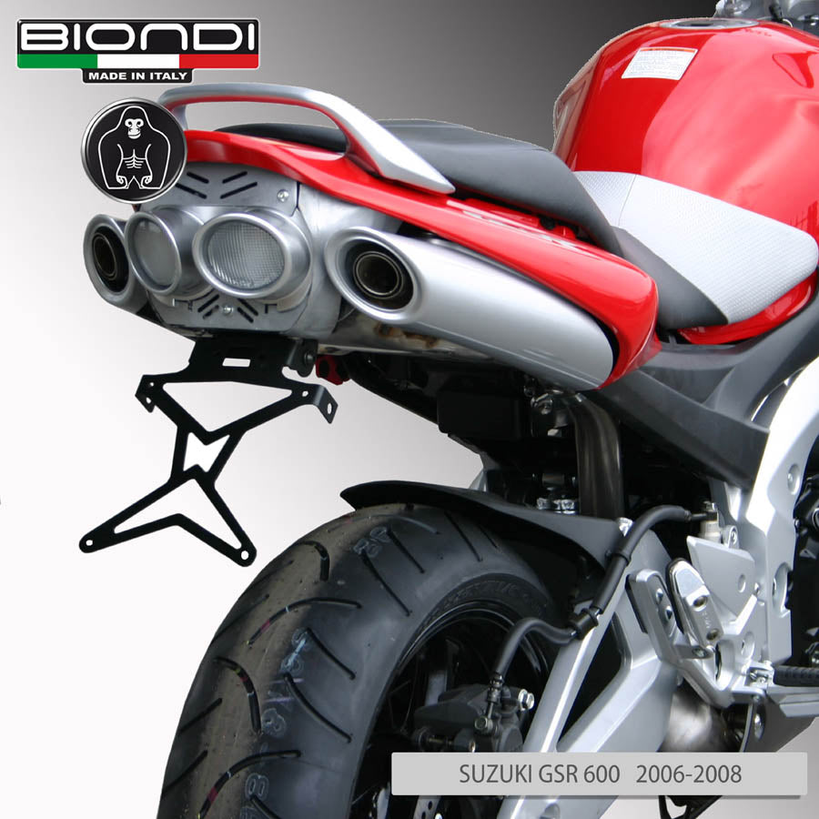 Biondi Portatarga Moto Regolabile Acciaio Nero Kawasaki Z750 Z1000 ZX-6R Suzuki GSR600