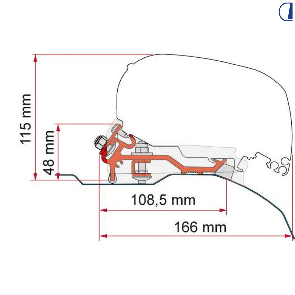 Fiamma Kit attacco tendalino Ducato H2 L2/L3 dal 2006 Deep Black