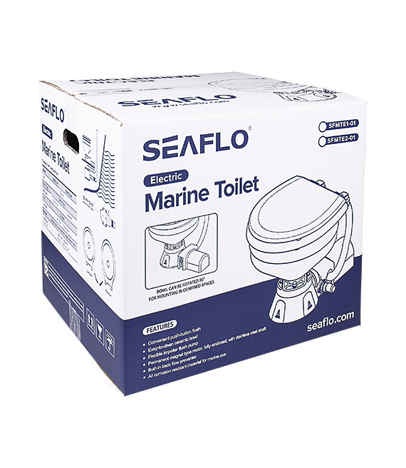 Inodoro eléctrico marino Seaflo SFMTE1-01 de 12 voltios - Taza de cerámica con macerador