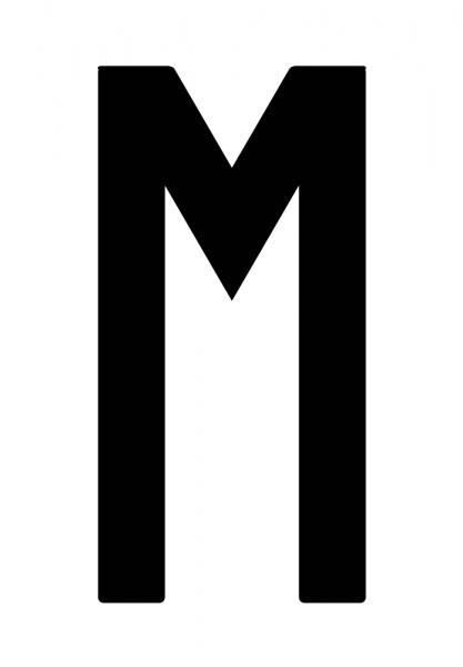 Cora Envelope 10 adhesive letters ''M'' for repeater plate