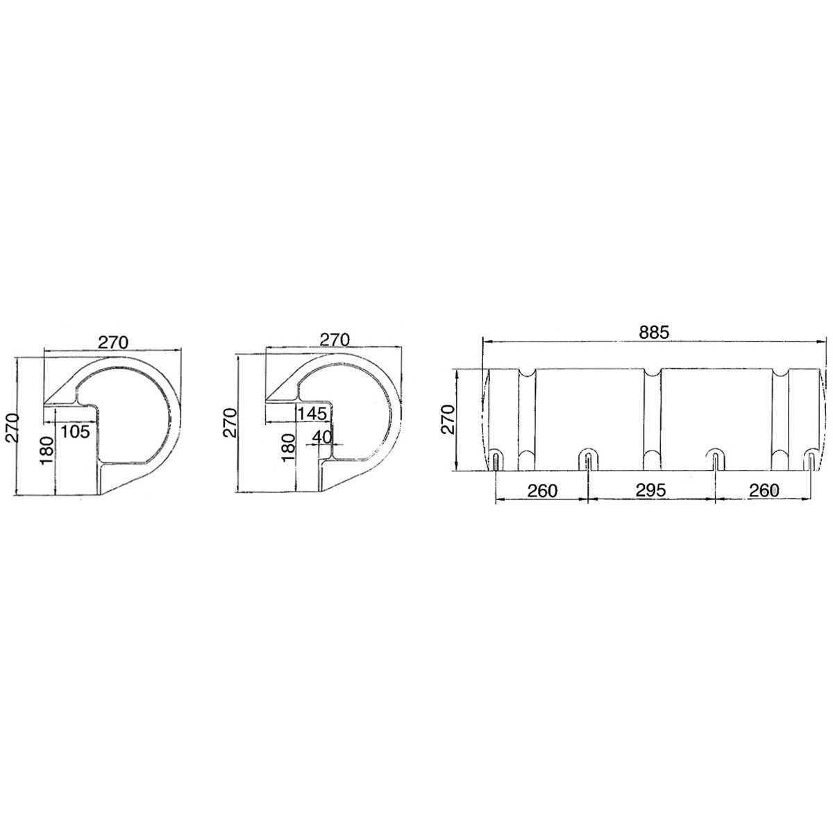 Protección de muelle inflable Majoni de PVC blanco mm 270 x mm 885 x H cm. 270
