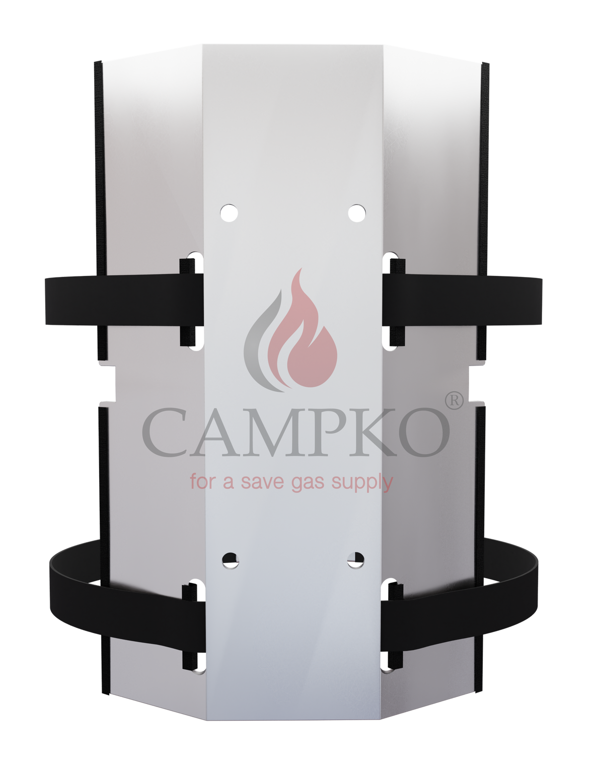 CAMPKO Wandhalterung für 300-ml-Gasflasche + 2 Edelstahlbänder mit Stiftspanner