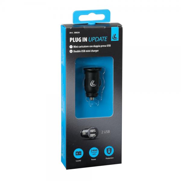 Lámpara de actualización enchufable, cargador rápido USB de 2 puertos, 2100 mA, 12/24 V, 38826
