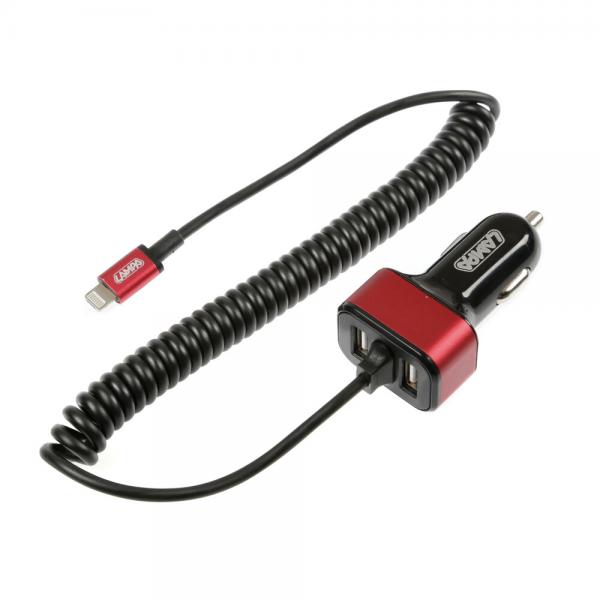 Cargador Apple de 8 pines/micro USB con 2 puertos USB de carga rápida, 5800 mA, 12/24 V, 38843