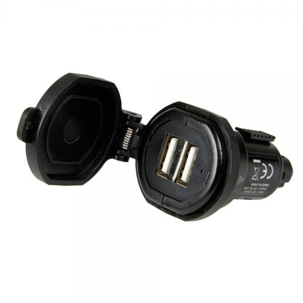 Lámpara Din-Tech, cargador USB DIN de 2 puertos - Carga rápida - 2700 mA - 12/32 V 38882