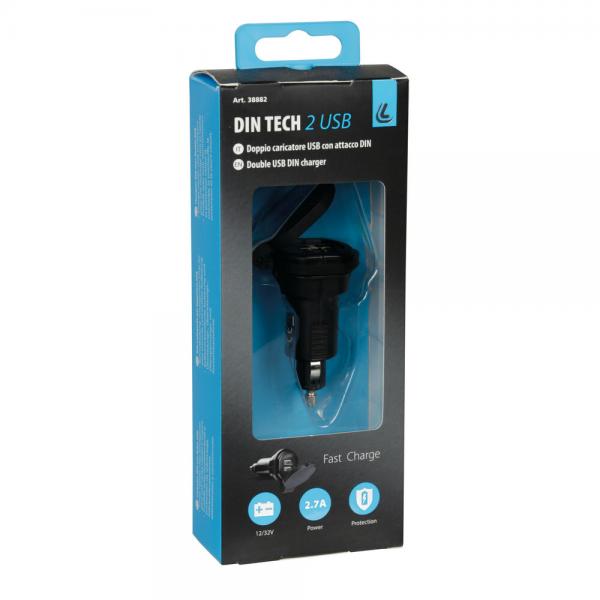 Lámpara Din-Tech, cargador USB DIN de 2 puertos - Carga rápida - 2700 mA - 12/32 V 38882