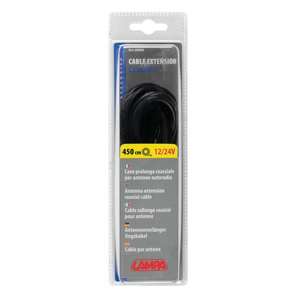 Cable alargador de antena Lampa DIN hembra>DIN macho - 450 cm 40302