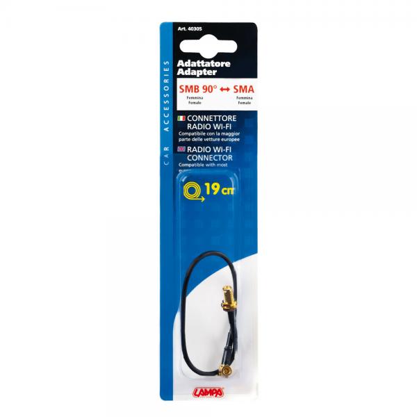 Adaptador de antena para lámpara SMB 90 hembra>SMA hembra - 19 cm 40305