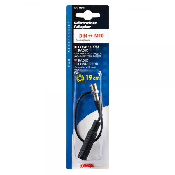 Adaptador de antena DIN hembra>M10 macho - 19 cm 40315