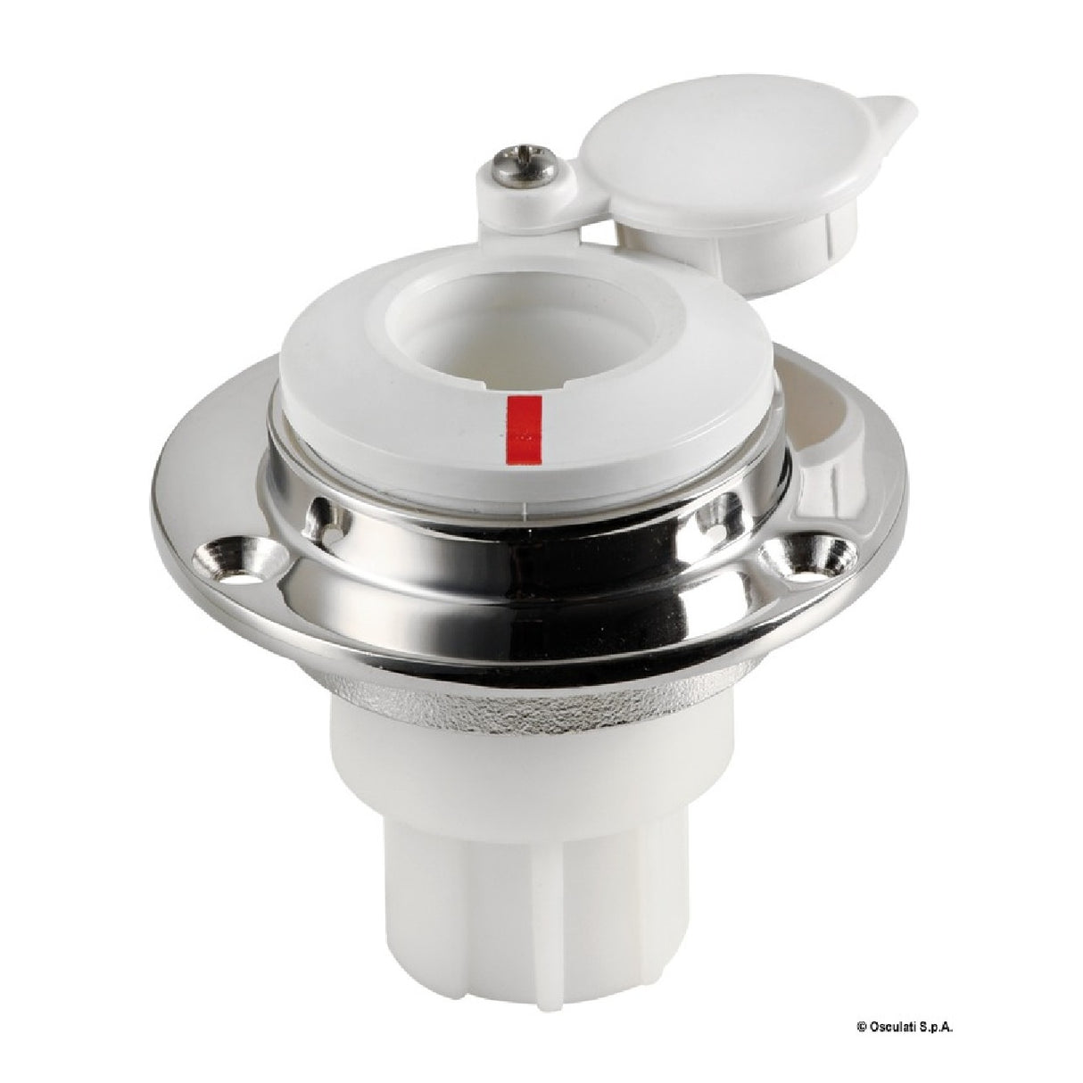 Osculati Base recta empotrada en acero inoxidable con tapa blanca para postes 11.000.05