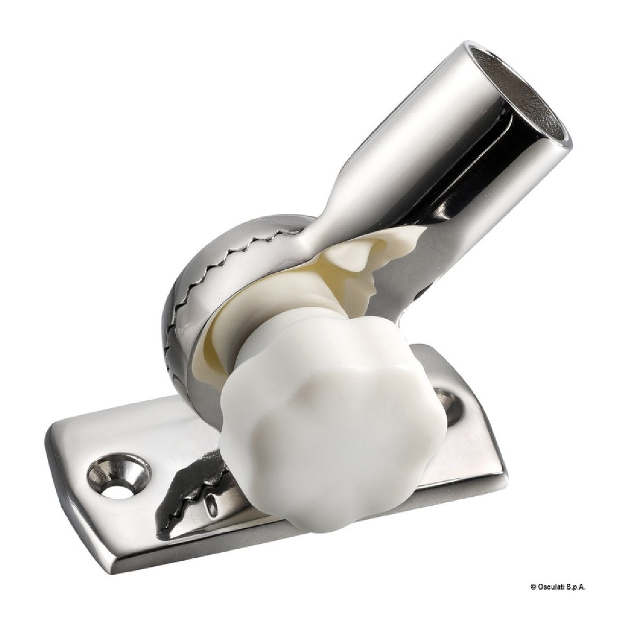 Osculati Base regulable de acero inoxidable con pomo blanco 11.000.19