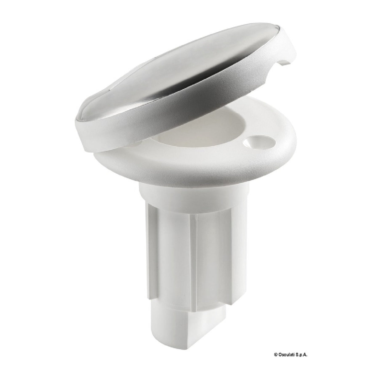 Osculati Base de empotrar blanca con tapa de acero inoxidable, 3 contactos 11.000.23