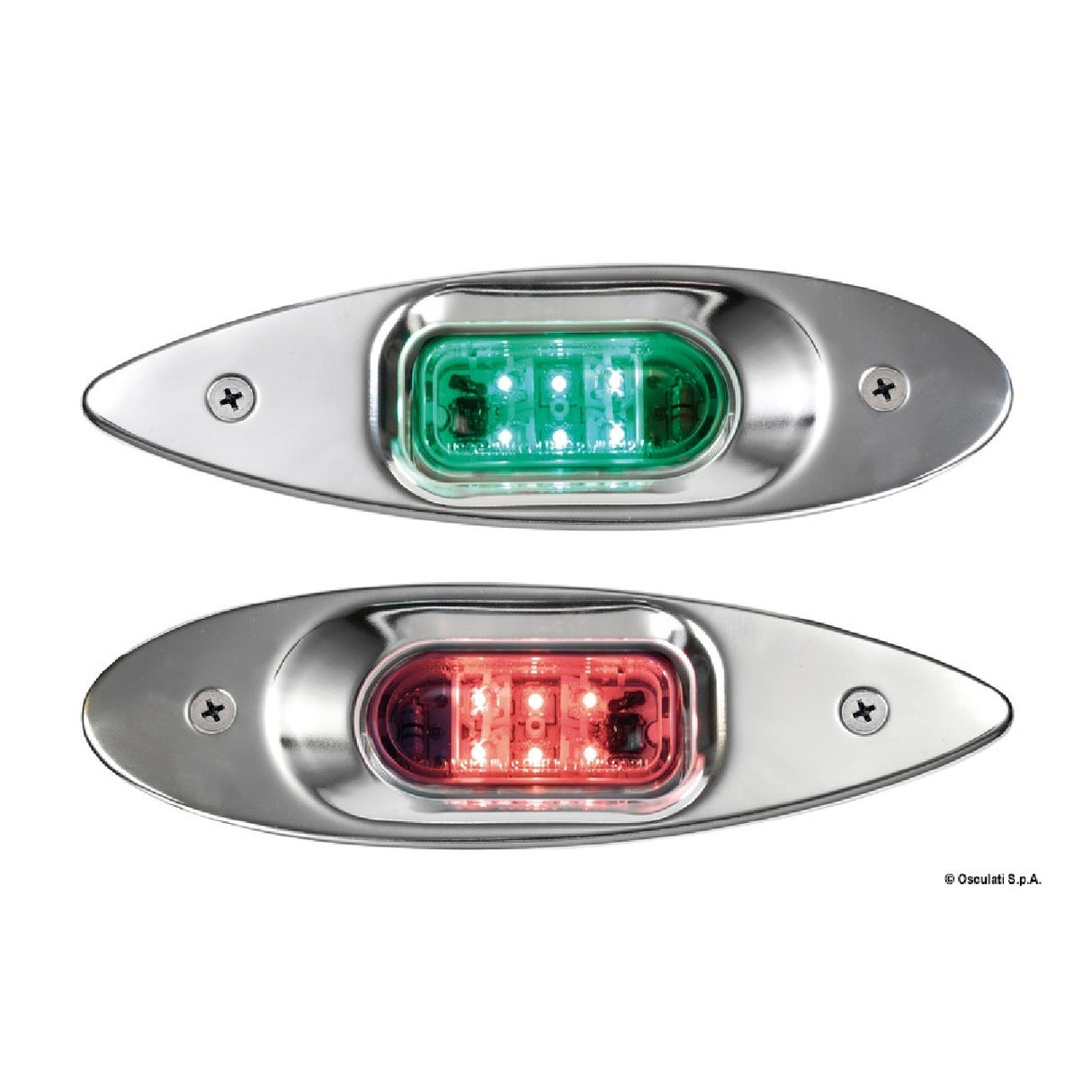 Osculati Evoled Eye LED-Navigationslichter mit geringem Stromverbrauch aus hochglanzpoliertem Edelstahl zur bündigen Montage am Rumpf 11.043.24 - 1 Paar 11.043.24