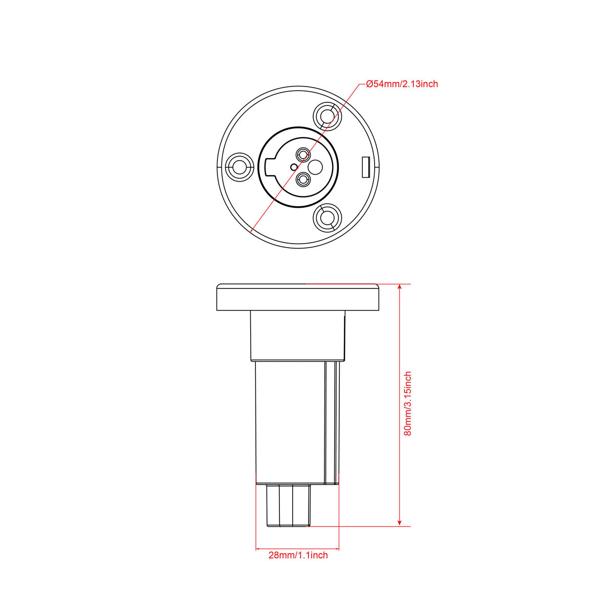 Base de repuesto Trem para varillas empotradas en nylon + tapa de acero inoxidable AISI 316