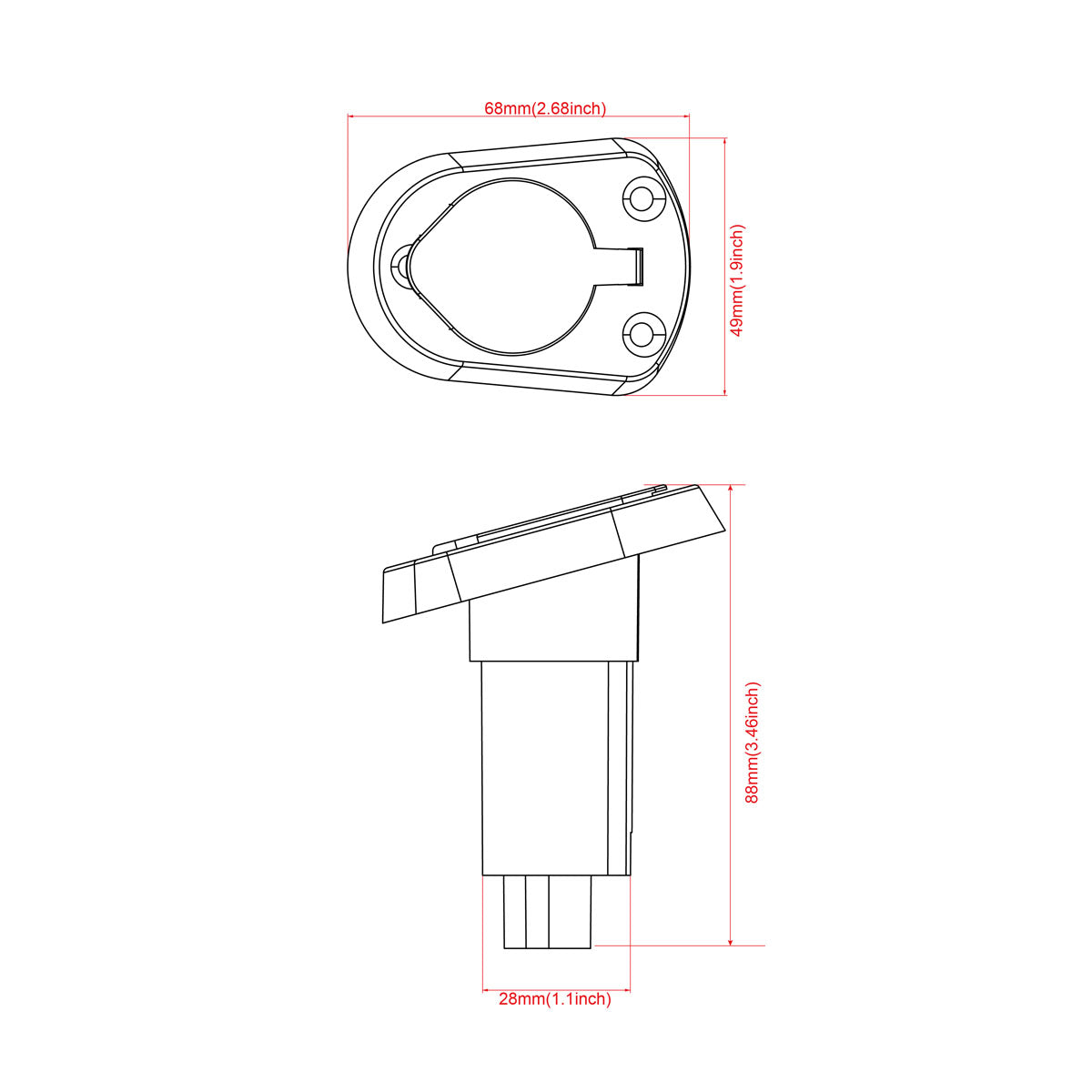 Trem Replacement base for recessed inclined rods on nylon top
