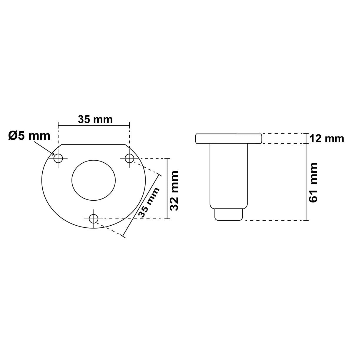 Trem 360° LED-Lichtleiste, EASY LED abnehmbar flach mit Lunar-Sockel, schwarz