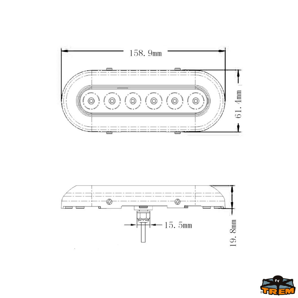 Trem Luce subacquea LED ovale 160x59 mm 11,2 W per plancetta e carena