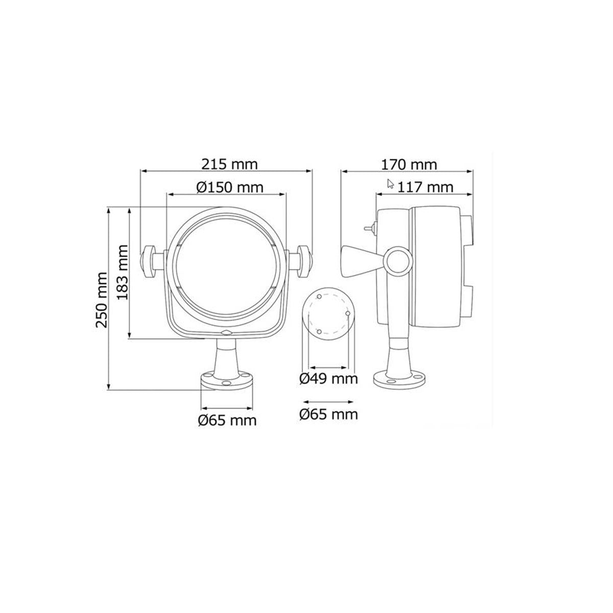 Trem Halogen deep-beam spotlight with two-pole socket