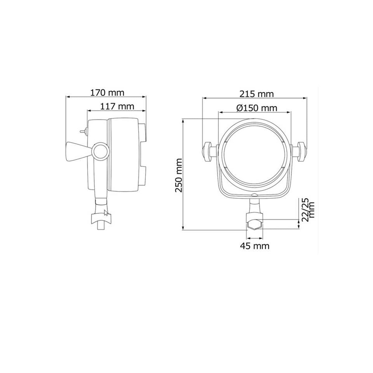 Trem Halogen-Tiefseeleuchte mit Bugkorbbefestigung und Zigarettenanzünderbuchse